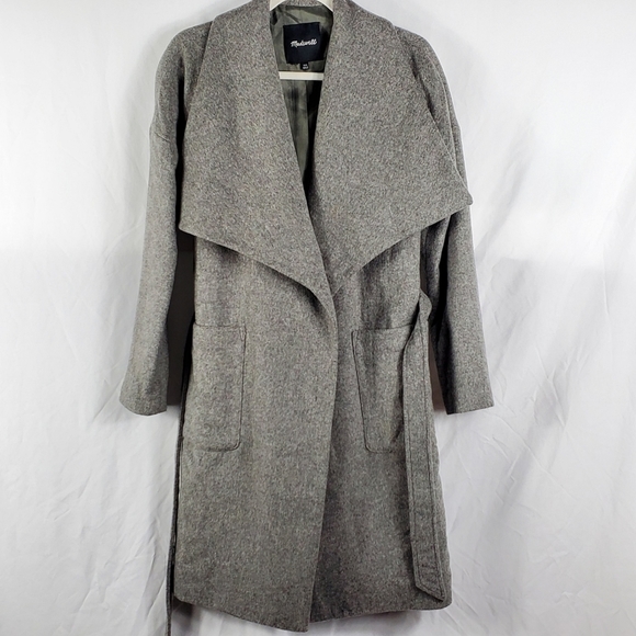 Madewell Belted Wool Wrap Coat in Grey - XXS - Picture 2 of 8